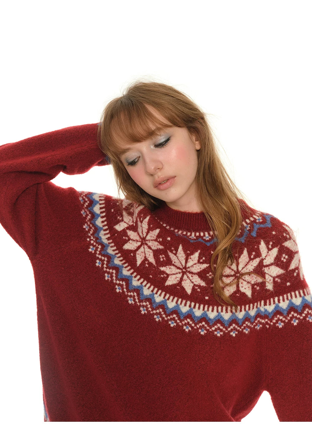 Oversized Knit Sweater - Red