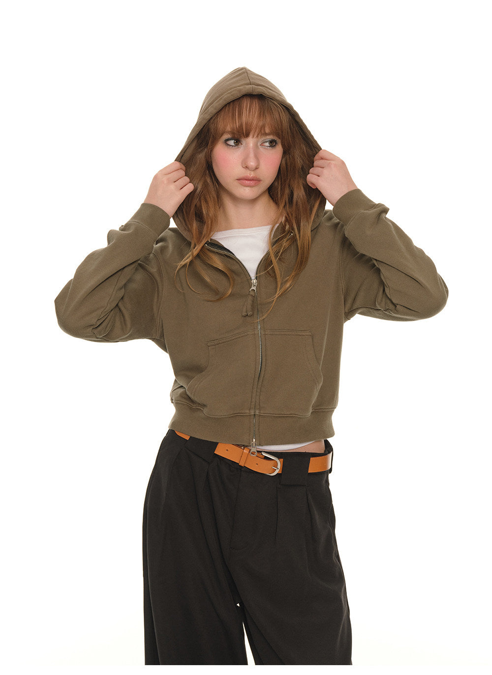 American retro red short coat women's autumn sports long-sleeved zipper sweater