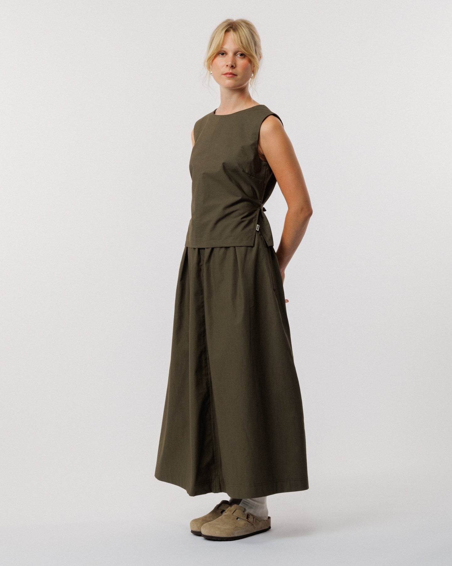 Ayla Poplin Skirt - Khaki