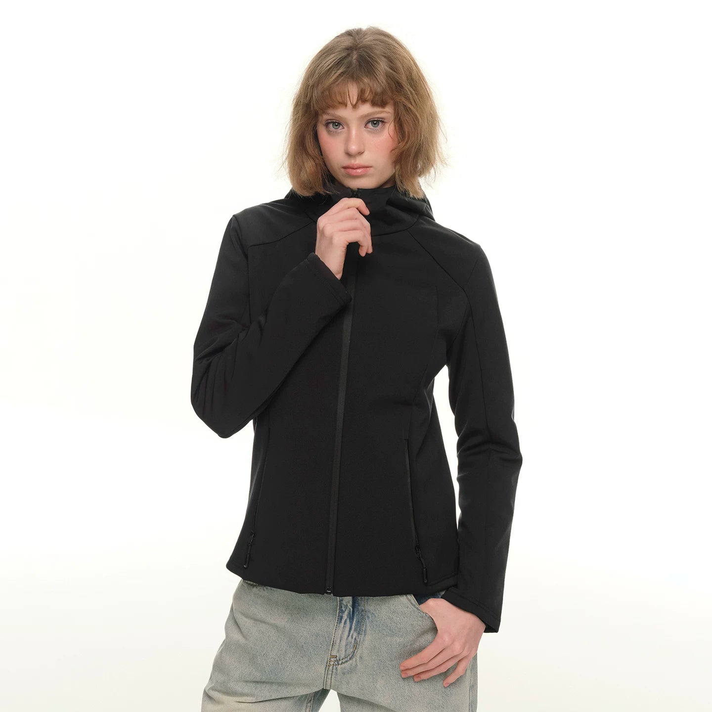 Show off the small waist, three-proof splicing short down jacket women's winter slim-fit warm jacket