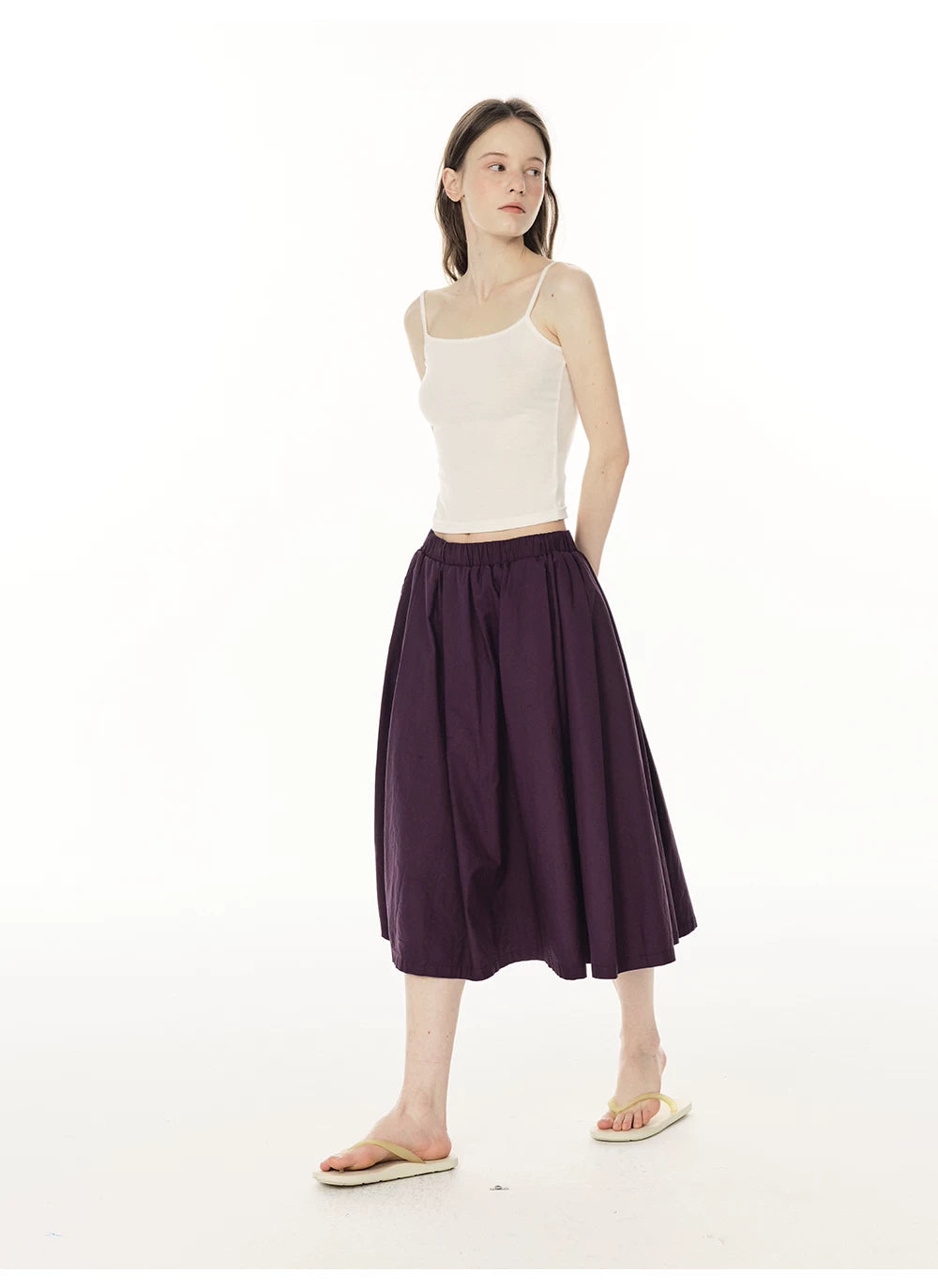 Pleated A-Line Mini Skirt - Purple