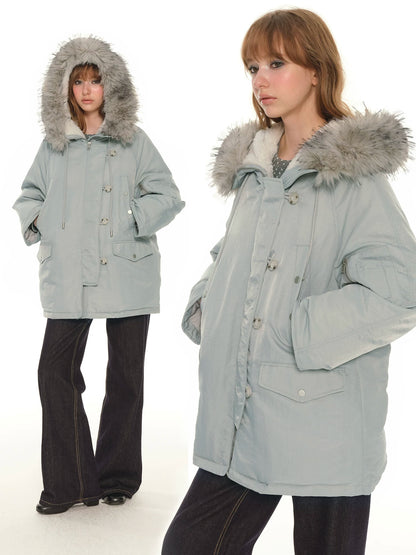 Big fur collar down jacket women's winter new thickened warm duck down tooling top jacket