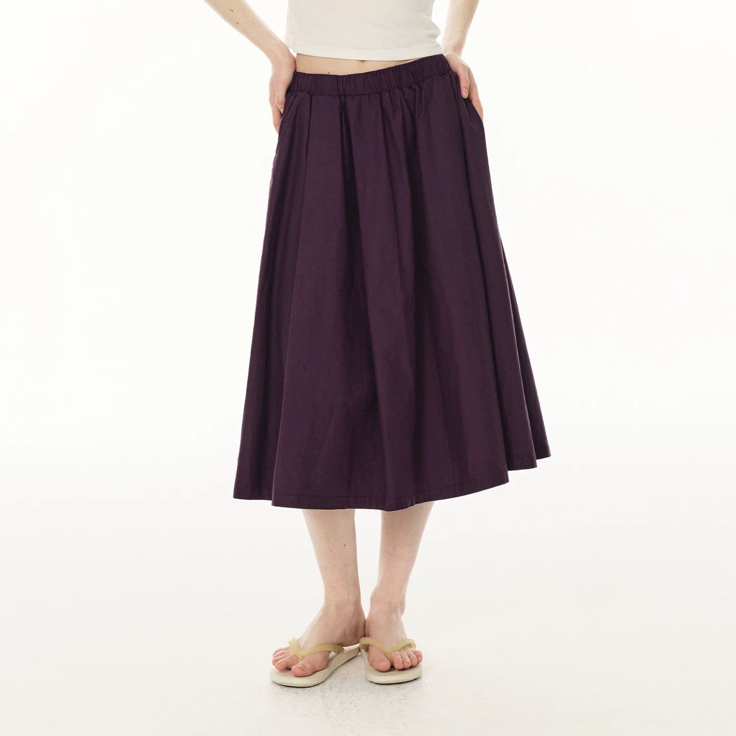 Pleated A-Line Mini Skirt - Purple