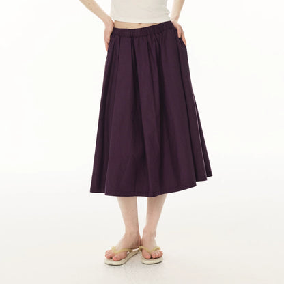Pleated A-Line Mini Skirt - Purple