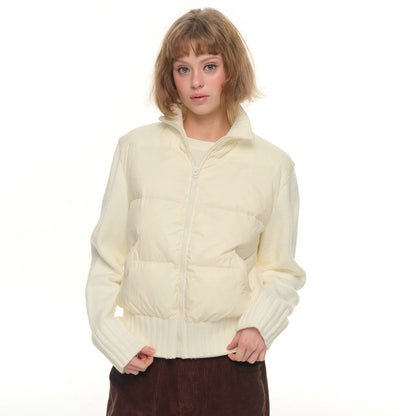 Knit-Splice Down Jacket - White
