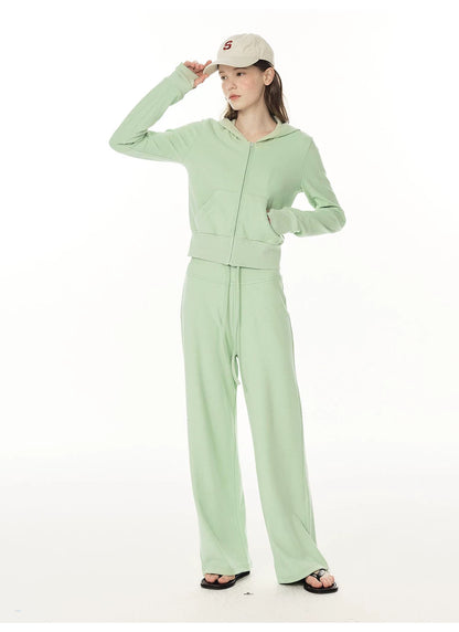 Zip Sweater & Pants Set - Green