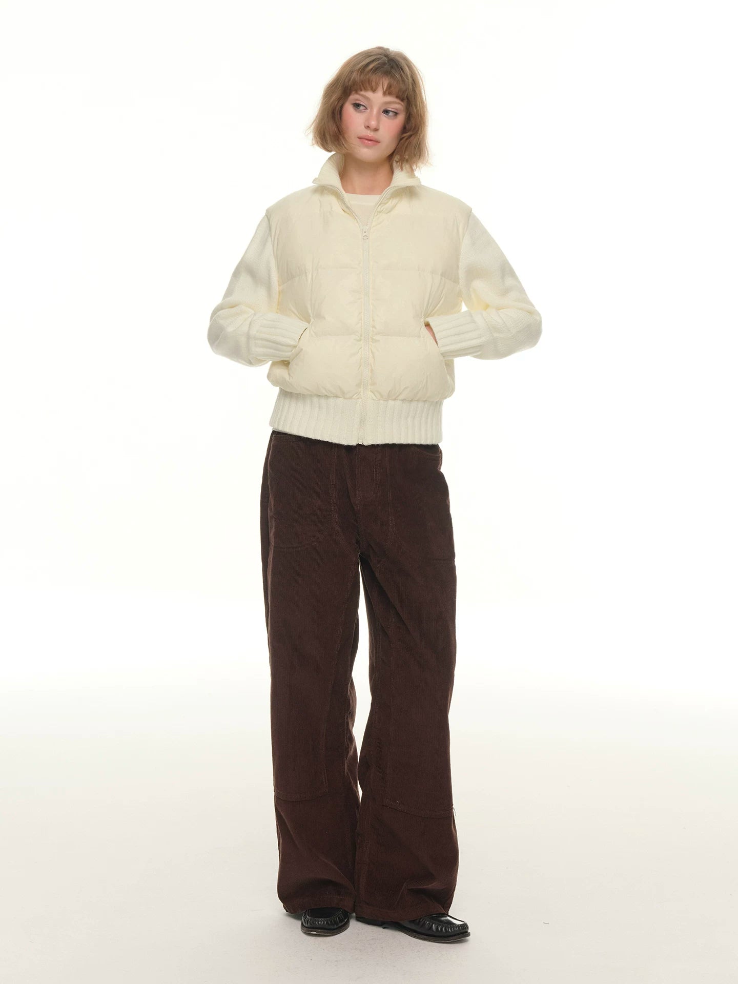 Knit-Splice Down Jacket - White