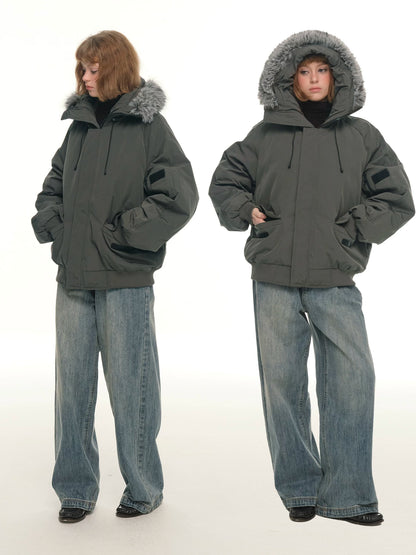 Oversized Puffer Jacket - Gray