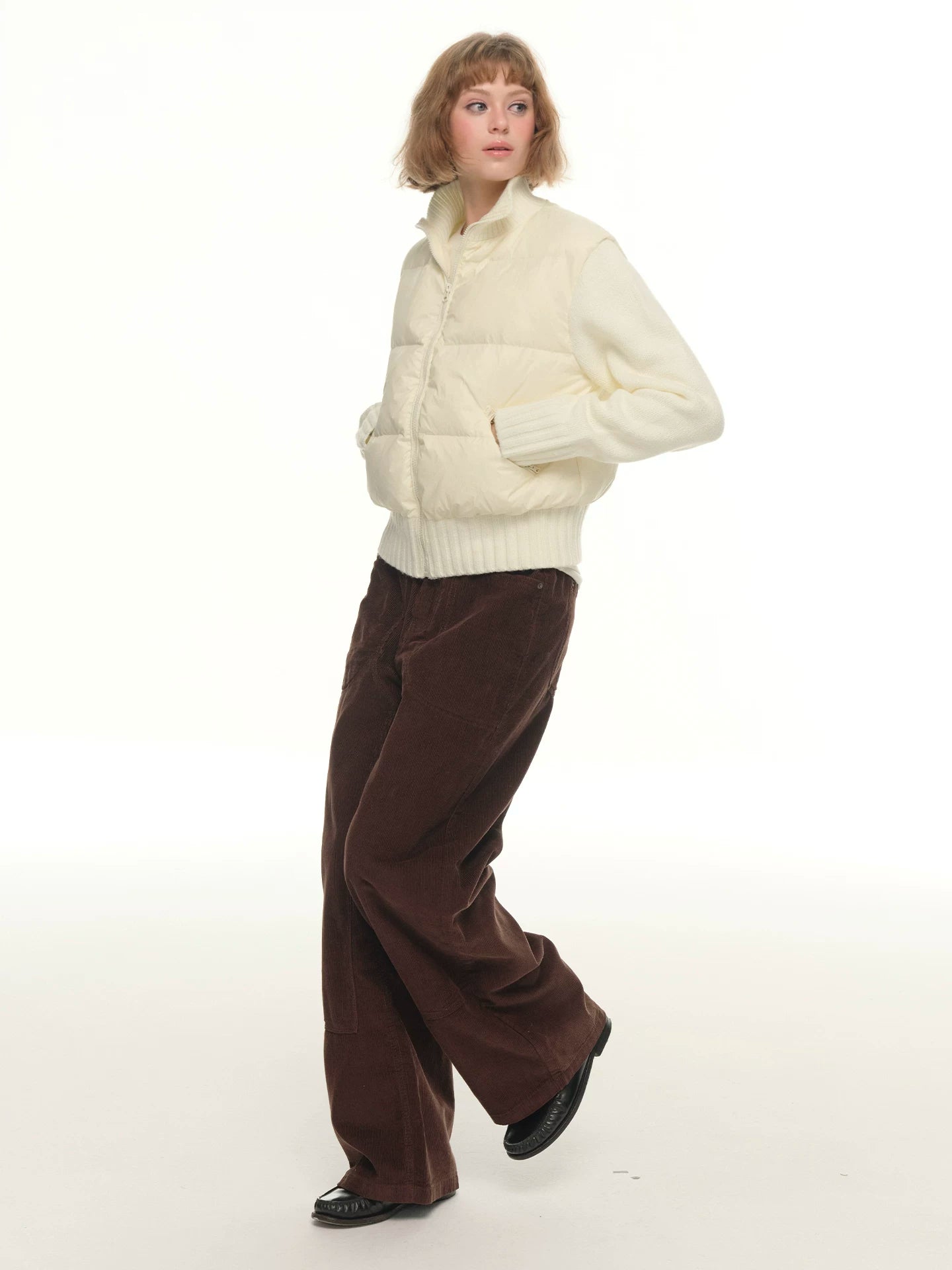 Knit-Splice Down Jacket - White