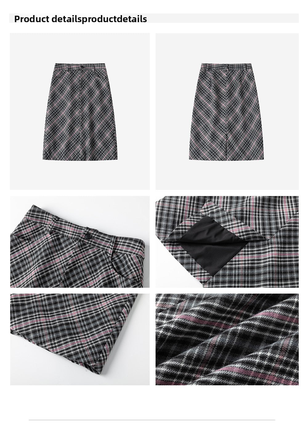 Wool Plaid Midi Skirt - Retro