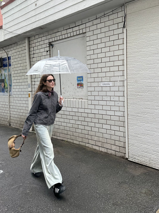 Heavy-duty enzyme washed pure cotton retro jacket women's spring and autumn slim workwear top