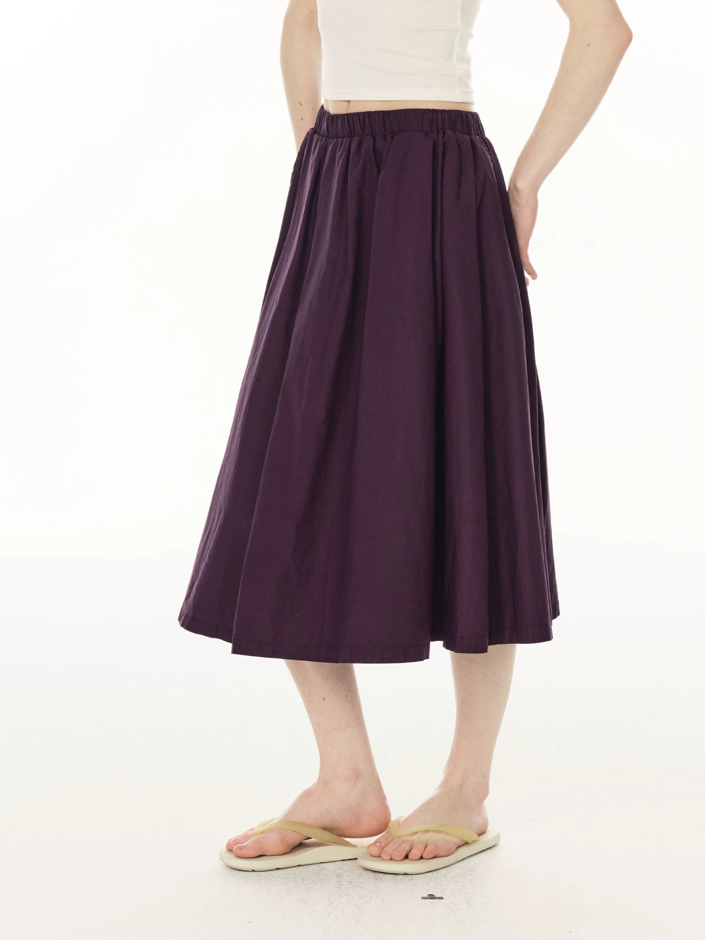 Pleated A-Line Mini Skirt - Purple