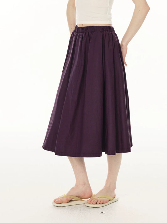 Pleated A-Line Mini Skirt - Purple
