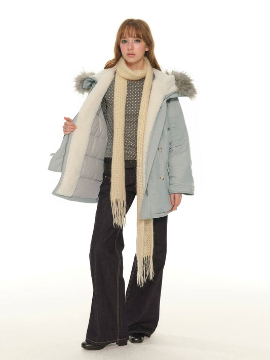 Big fur collar down jacket women's winter new thickened warm duck down tooling top jacket