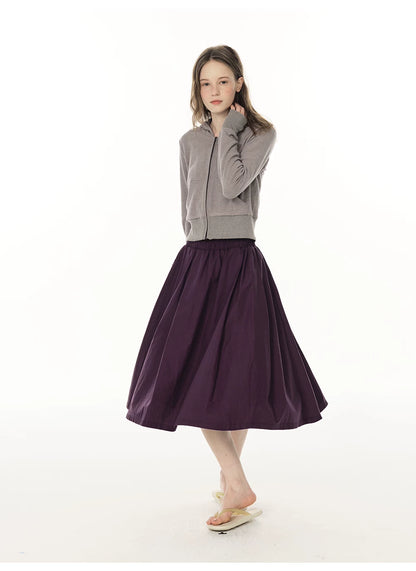 Pleated A-Line Mini Skirt - Purple