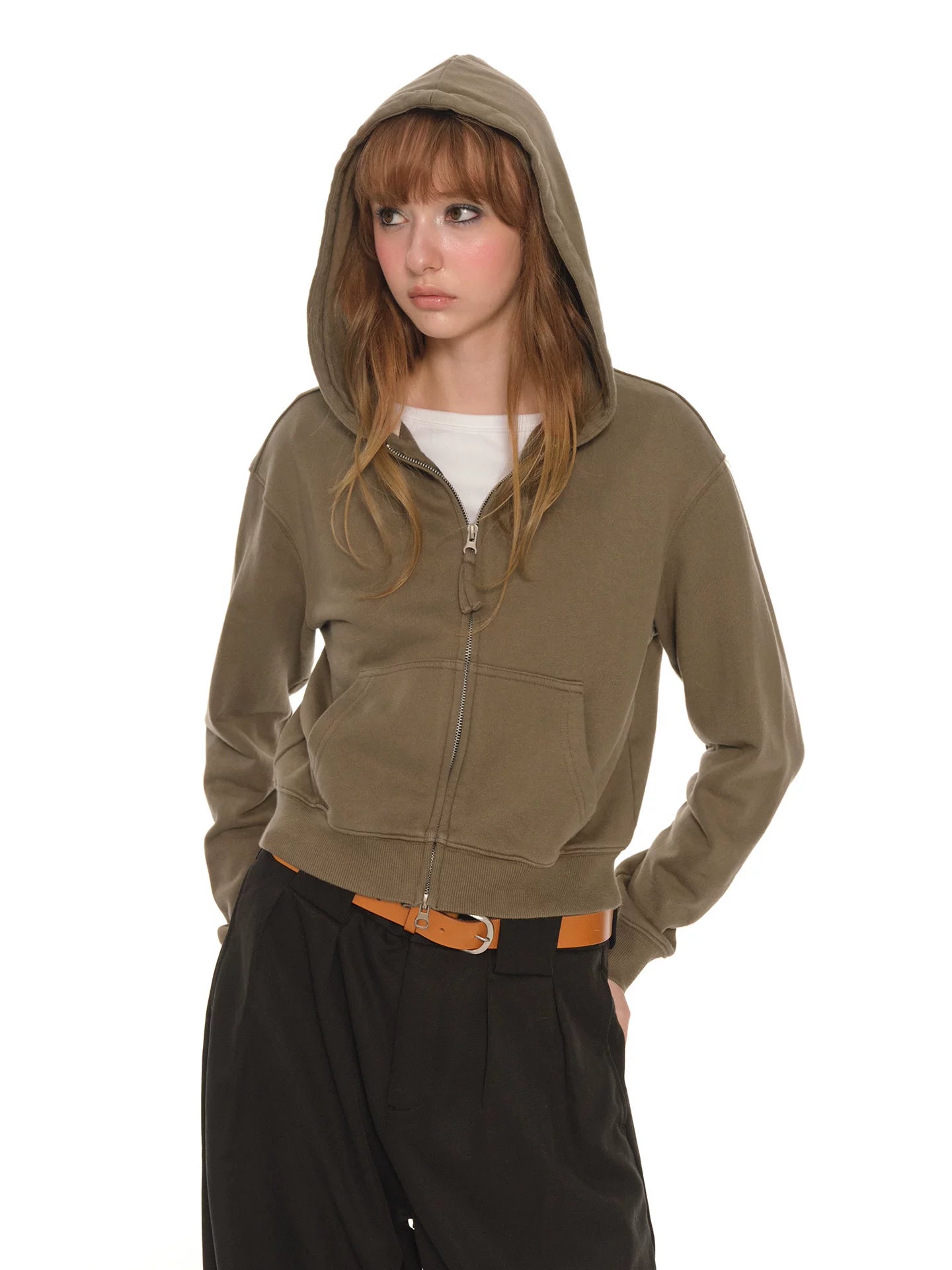 American retro red short coat women's autumn sports long-sleeved zipper sweater