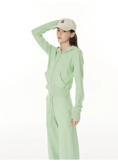 Zip Sweater & Pants Set - Green