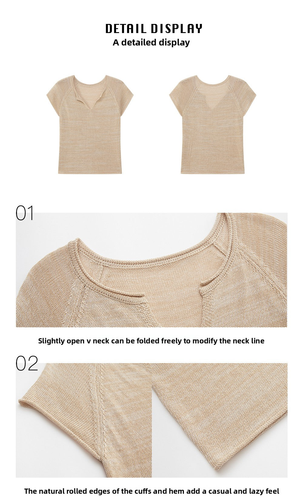 Linen V-Neck Knit Top