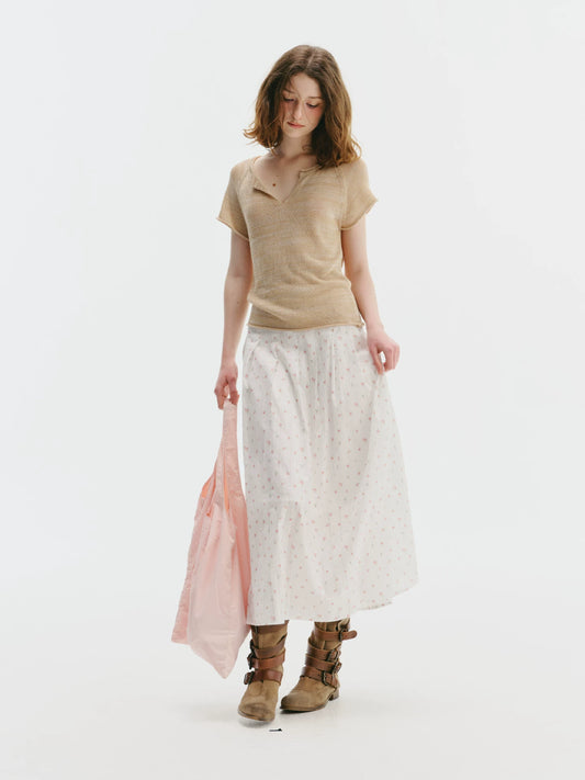Floral Pleated Swing Skirt