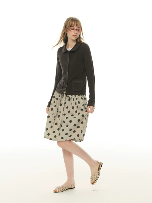Polka Dot Pleated Skirt - French