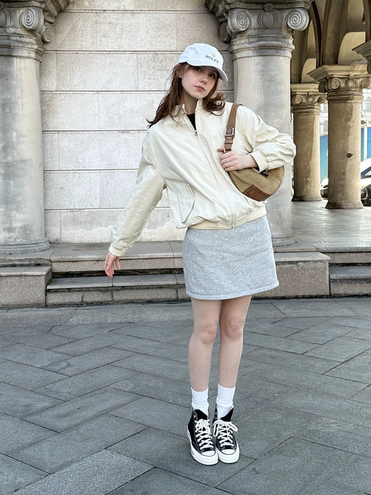Vintage stand-up collar cardigan jacket women's spring and autumn new short sports jacket top