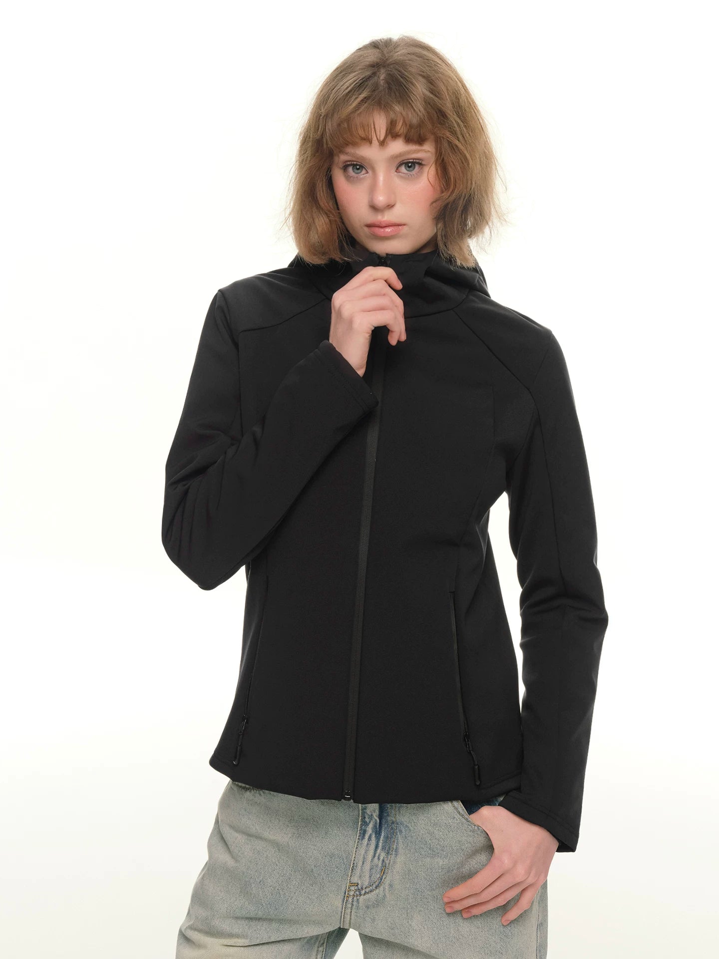 Show off the small waist, three-proof splicing short down jacket women's winter slim-fit warm jacket