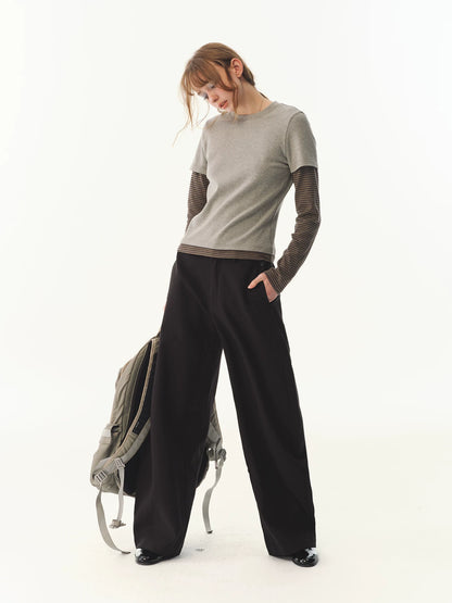 American Premium Pendant Standing Cut Woven Scimitar Pants Women's Wide Leg Casual Pants