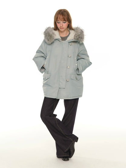 Big fur collar down jacket women's winter new thickened warm duck down tooling top jacket