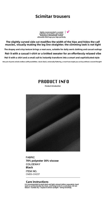 American Premium Pendant Standing Cut Woven Scimitar Pants Women's Wide Leg Casual Pants