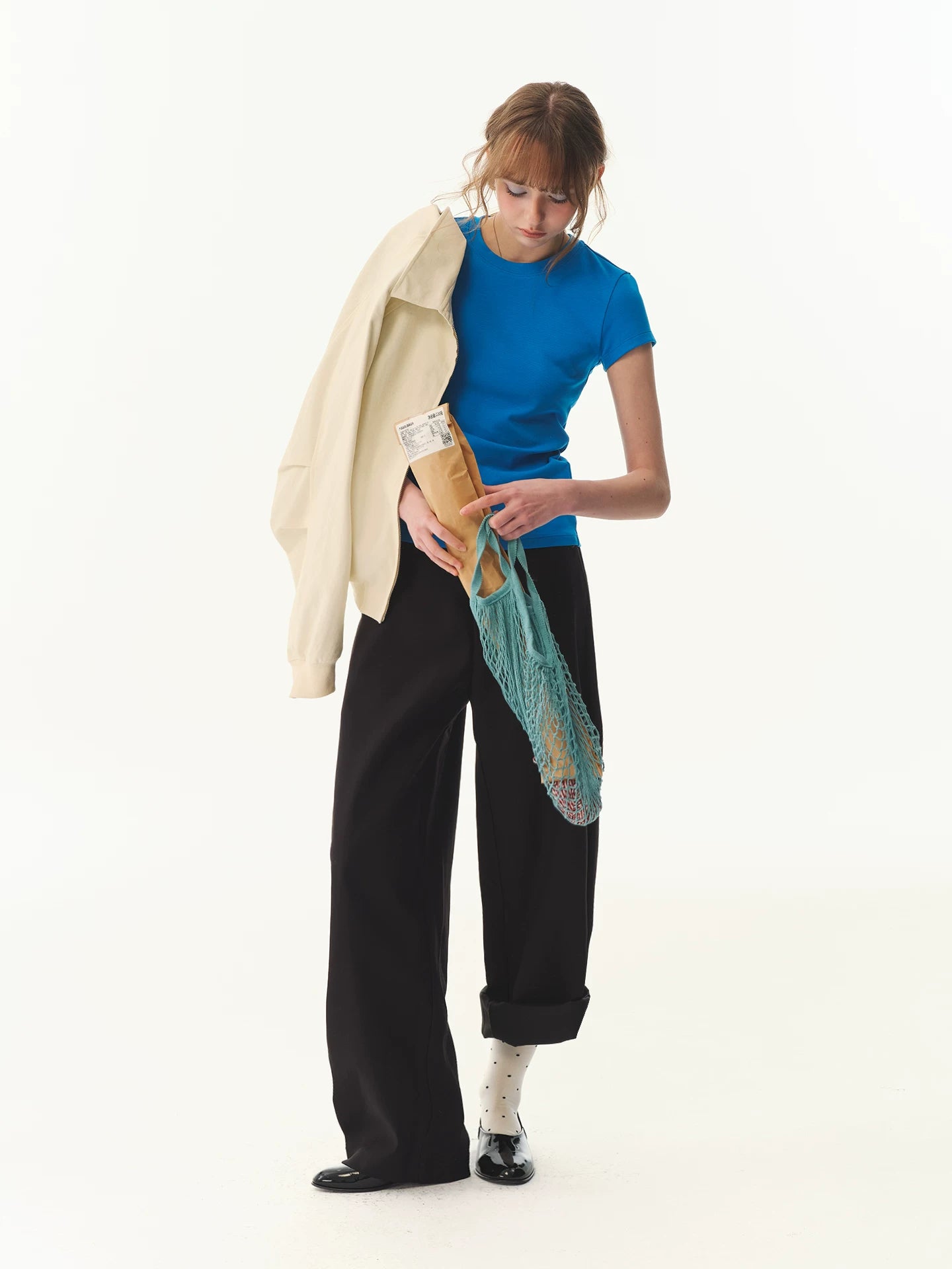 American Premium Pendant Standing Cut Woven Scimitar Pants Women's Wide Leg Casual Pants