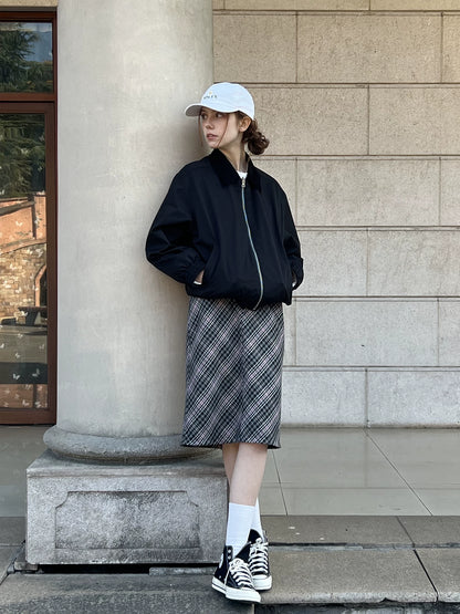 Wool Plaid Mini Skirt - Retro