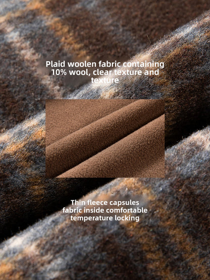 American retro short plaid cotton clothes women's spring and autumn fleece thickened warm tight cotton coat