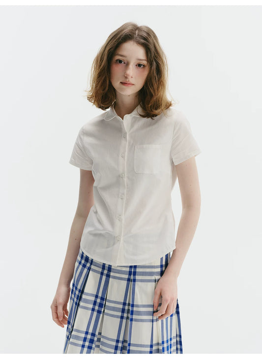 Doll Collar Lace-Up Shirt