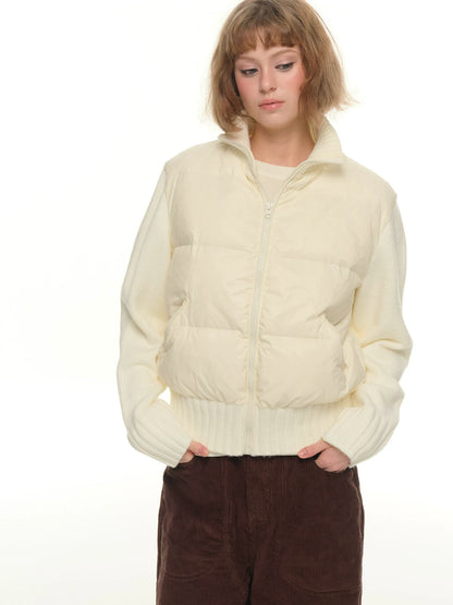 Knit-Splice Down Jacket - White