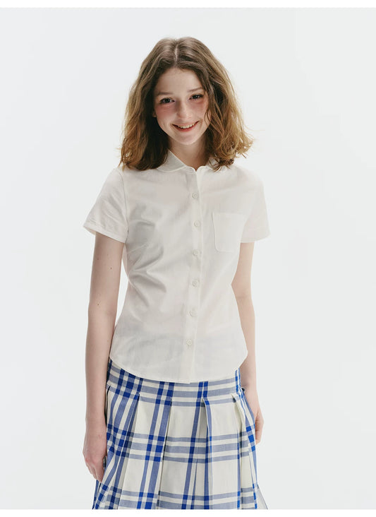 Doll Collar Lace-Up Shirt