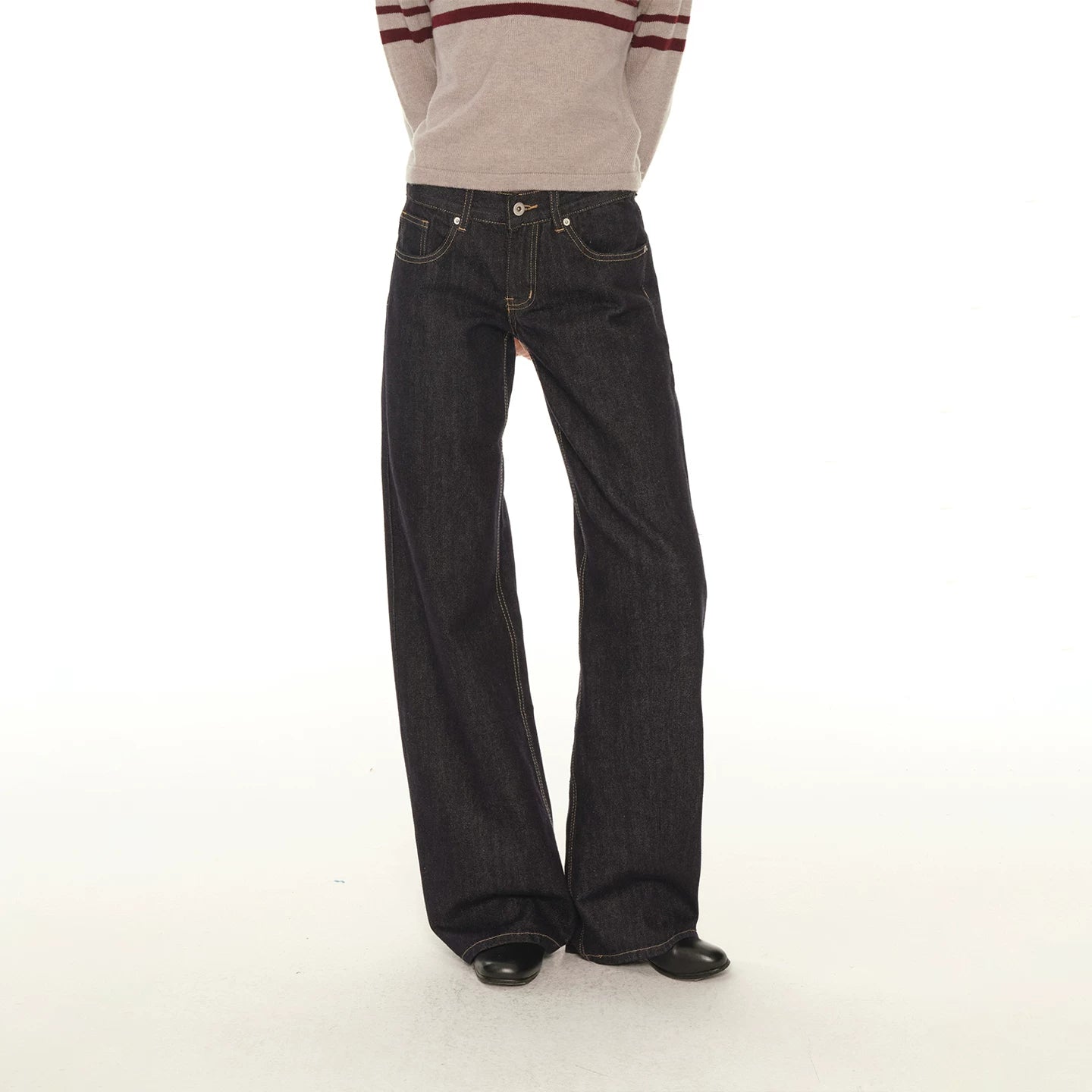 Original cow color low waist straight jeans women's loose American retro versatile casual mopping long pants