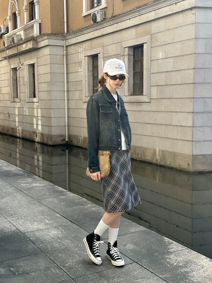Wool Plaid Mini Skirt - Retro