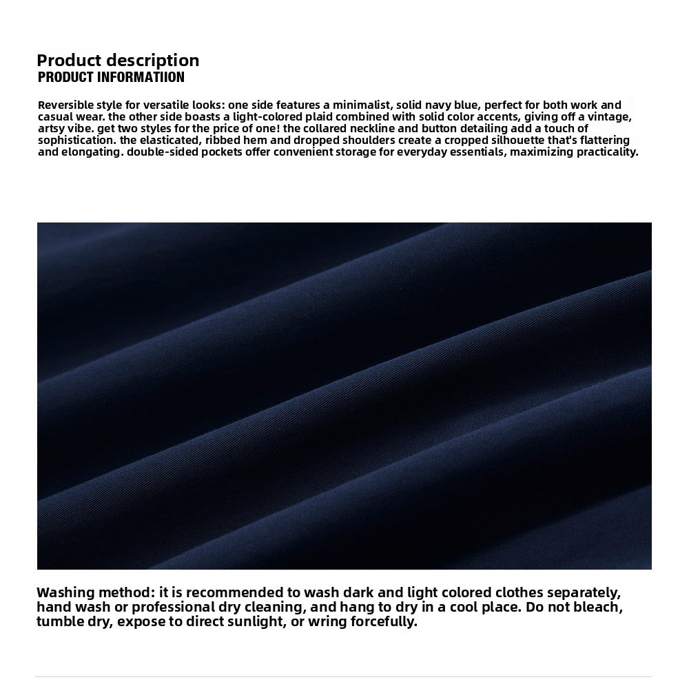 Double-sided short jacket women's spring and autumn stand-up collar small long-sleeved tooling jacket