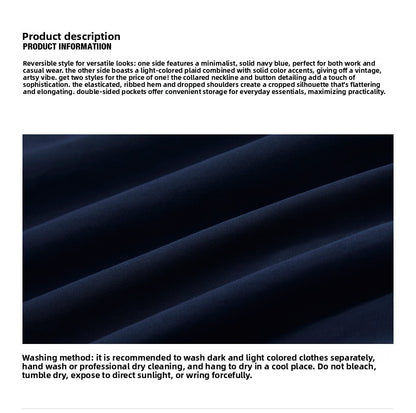 Double-sided short jacket women's spring and autumn stand-up collar small long-sleeved tooling jacket