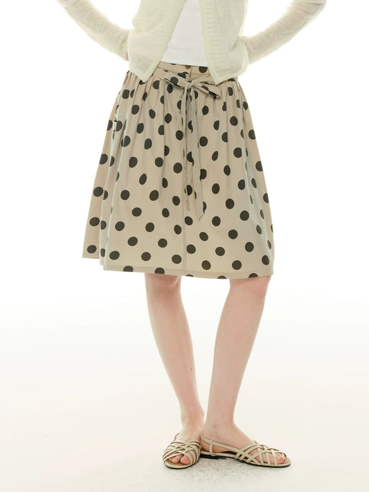 Polka Dot Pleated Skirt - French