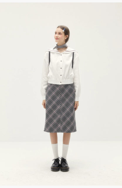 Wool Plaid Mini Skirt - Retro