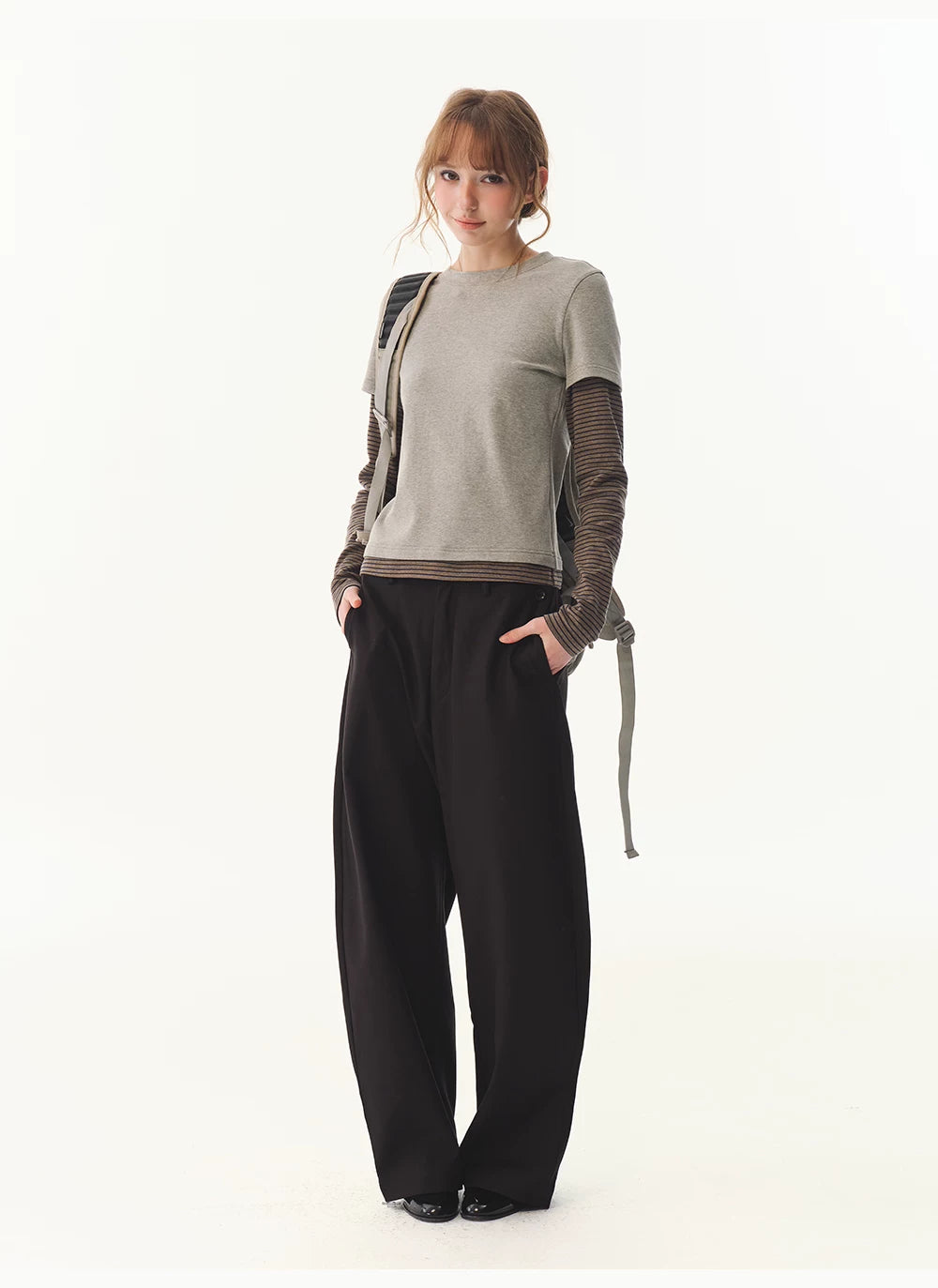 American Premium Pendant Standing Cut Woven Scimitar Pants Women's Wide Leg Casual Pants