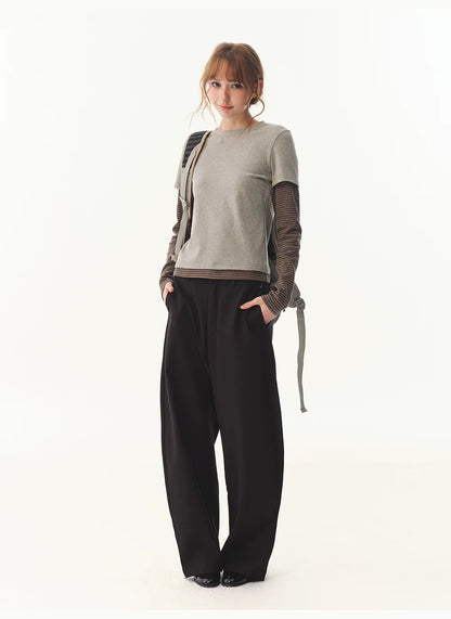 American Premium Pendant Standing Cut Woven Scimitar Pants Women's Wide Leg Casual Pants