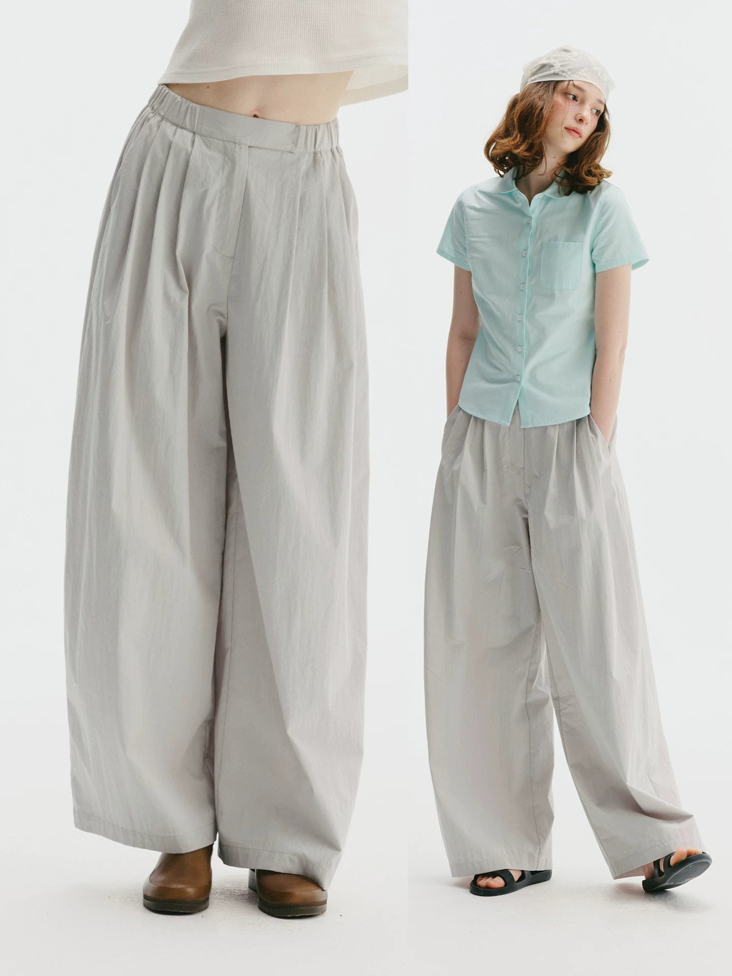 Pleated Wide-Leg Trousers