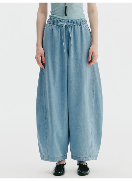 Drawstring Wide-Leg Denim - Tencel