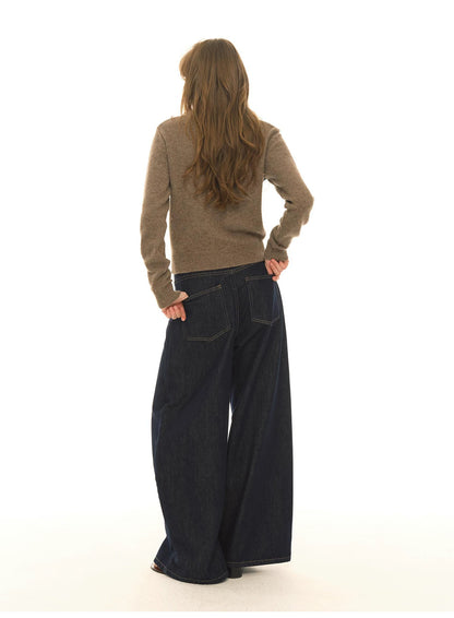 Wool Blended Coffee Jacquard Crew Neck Slim-Fit Knitted Sweater Women's Autumn New Fair Island Sweater