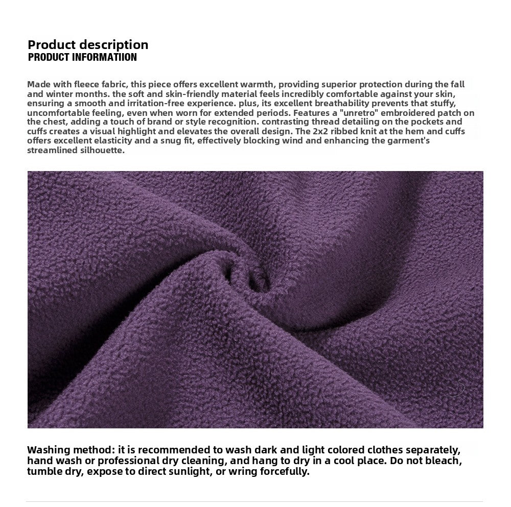 American retro embroidered stand-up collar short purple sweater women's spring and autumn new zipper slim jacket