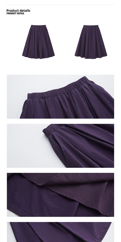 Pleated A-Line Mini Skirt - Purple
