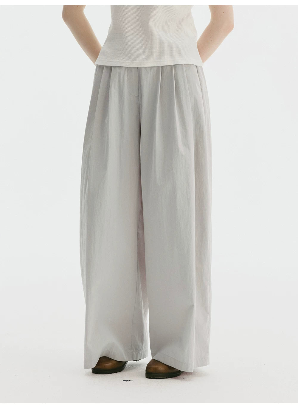 Pleated Wide-Leg Trousers