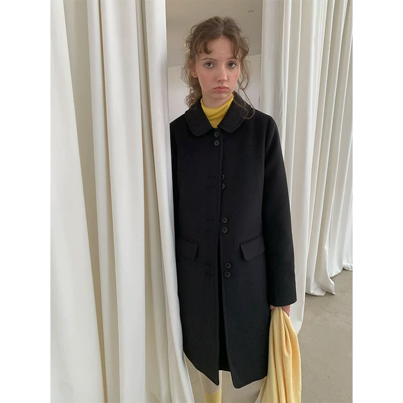 French retro doll collar double-sided woolen coat women's fit coat